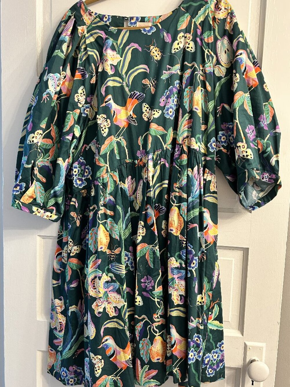 Gorman Ladybug & Friends Green Smock Dress AU 20 US 16 Plus Size Nature Print